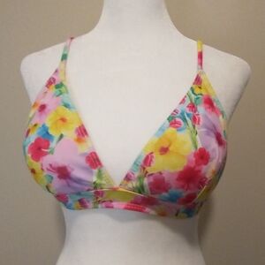Pink And Yellow Floral Bikini Top